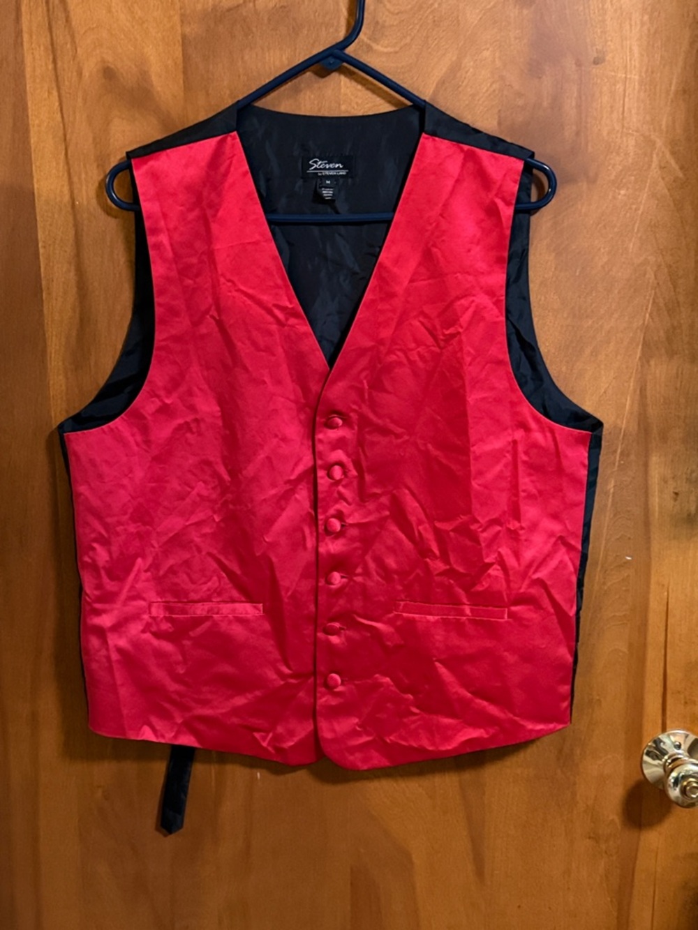 Steven Alan Red Satin Vest with Black Lining